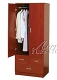 Wardrobe Bedroom Armoire in Cherry Finish