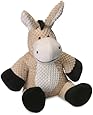 goDog Checkers Donkey With Chew Guard Technology Tough Plush Dog Toy, Tan, Large