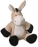 goDog Checkers Donkey With Chew Guard Technology Tough Plush Dog Toy, Tan, Large