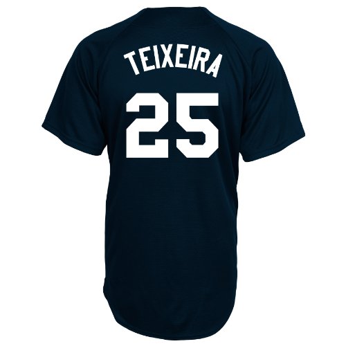 MLB New York Yankees Mark Teixeira Full Button Down Synthetic Replica Batting Practice Jersey,XX-Large