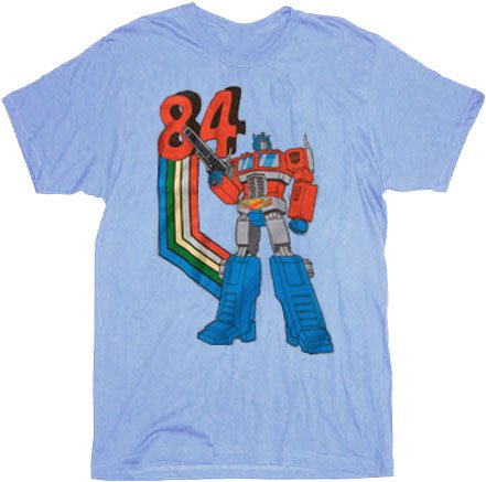  Transformers 84 Optimus Prime Light Blue T-shirt Tee