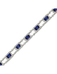 Sterling Silver Blue And Clear CZ Bracelet - 7.25 Inch