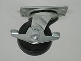Swivel caster with wheel brake, 2 diameter x 1 wide soft rubber wheel with plain bearing. 90 pound load capacity.