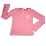 Junk Food - Girls Long Sleeve Henley Tee Shirt, Pink