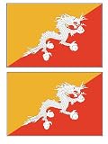 2 Bhutan Bhutanese Flag Stickers Decal Bumper Window Laptop Phone Auto Boat Wall