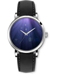 SPRAWL Aanalog Fashion Series Silver Ladies Watches of Genuine Black Leather Strap,Unique Wrist Watch for Women Girls Designed with High bars and bubbles