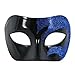 SeasonsTrading Mystic Blue Glitter & Black Venetian Masquerade Mask - Mardi Gras Prom Party