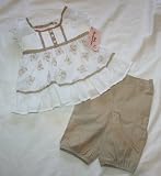 Baby Headquarters Infant Girl's 2 Piece Set - White/Khaki