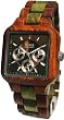 Tense Square Natural Sandal/Green Wood Hypoallergentic Watch B7305SG