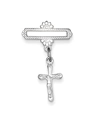 Sterling Silver Polished Crucifix Pin