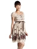 (レストローズ)L'EST ROSE シフォンカットドビーローズフェミパフワンピース 7ET342