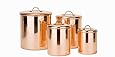 Old Dutch 4 Piece Decor Canister Set with Brass Knob, Copper
