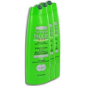 Garnier Fructis Fortifying 2-in-1 Shampoo Plus Conditioner, Body & Volume - 13 Oz (3 Pack)