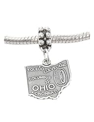 Sterling Silver State of Ohio Dangling European Bead Charm