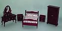 DOLLS HOUSE MAHOGANY BEDROOM SET 5 PIECE 1/12TH