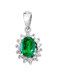 10k White Gold Emerald and Diamond Pendant