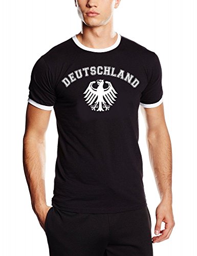 EM 2016 Deutschland ADLER Fußball T-SHIRT TRIKOT mit Deinem NAMEN + NUMMER ! HERI Ringer Schwarz Gr.M