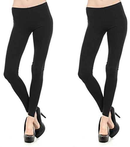BLVD Women's 2 Pack Cotton Solid Long Leggings