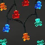Set of 25 Candy Fantasy Gummi Teddy Bear LED Christmas Lights - Green Wire