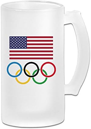 Unisex United States Olympic Logo Frosted Glass Beer Mug 16 OZ