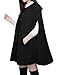 Allegra K Women Round Neck Slit Sleeves Worsted Poncho Coat Black XL