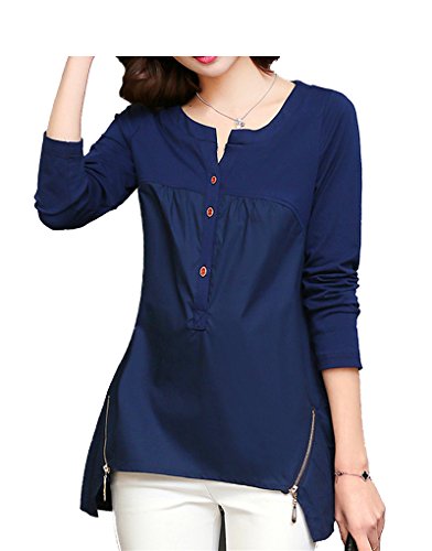 ナナコレクション Nana_Collection 秋 春 シャツ v ネック ヘンリー ロング 長袖 レディース 綿 プルオーバー 大きいサイズ