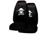 A Set of 2 Universal Fit Skull White Seat Covers