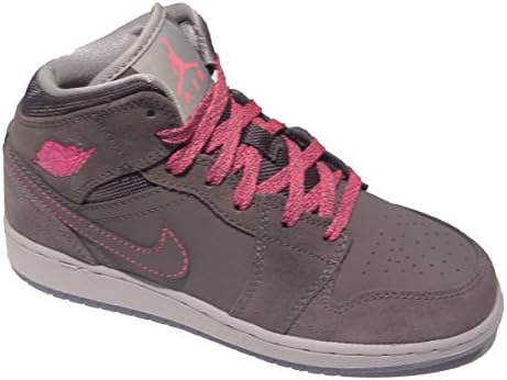 Nike air Jordan 1 Mid GG Grey/Hyper Pink/Wolf Grey 555112-017 (SIZE: 5Y)