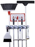Greenco Mop and Broom Organiser, Wall and Closet Mount Organizer Rack, Holds Brooms, Mops, Rakes, Ga