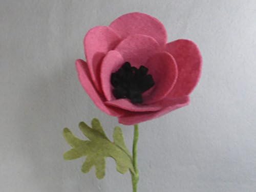 Pink Poppy Flower Made of Felt - Pink Flower - Artifical Flower on a Long Stem - Fake Flower - Felt Flower - Artificial Poppy - Fake Poppy