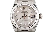 Rolex Ladies White Gold President White Mother Of Pearl Dial Fluted Bezel