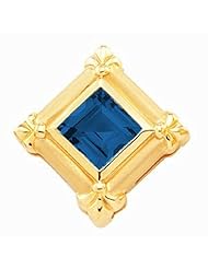 10K Yellow Gold Princess Cut Chatham Created Sapphire Pendant -- LIFETIME WARRANTY