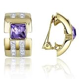 AZ Collection Swarovski Crystal Gold Plated Clip On Earrings