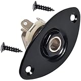 YMC Oval-Indented-Guitar-Jack-Plate30-BK Oval Indented Guitar Jack Plate & Socket Black High Quality, 1 Pack