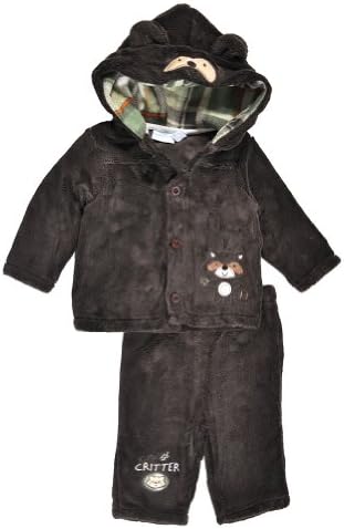 Baby Headquarters Infant Boys Brown Micro Fleece Hoodie 2pc Pant Set