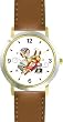 Bar Mitzvah Boy Holding Torah Judaica Jewish Theme - WATCHBUDDY&reg; DELUXE TWO-TONE THEME WATCH - Arabic Numbers - Brown Leather Strap-Children's Size-Small ( Boy's Size & Girl's Size )