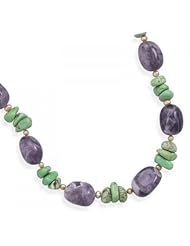 MMA Silver - 16 inch + 2 inchExtension Amethyst and Multistone Necklace