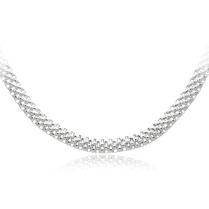 Sterling Silver Mesh Chain Necklace, 16