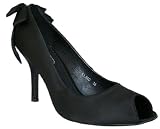Produkt-Bild: Edle Satin Peeptoe Pumps/ Abendschuhe in Schwarz