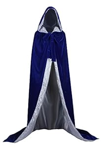 AngelWardrobe Halloween Hooded Cloak MEDIEVAL Various Colors Wedding Cape SCA Blue-Silver XXXL