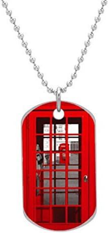 London British Telephone Booth Custom Unique Oval Dog Tag Pet Tag Necklace Pendant
