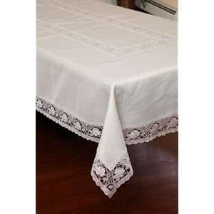 Lace Tablecloth Oblong/ Rectangle 70x126 White Washable