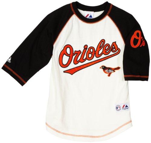 MLB Infant/Toddler Boys' Baltimore Orioles 3/4 Sleeve Raglan Tee (Black, 14/16)
