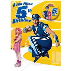 Lazy Town Birthday Card - Age 5 with badge 5 x 7