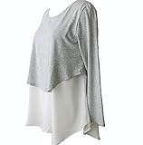 P.SHENG.YH 産前 から 産後 まで! 授乳口 付き 授乳服 長袖 レイヤード 重ね着風 マタニティ トップス おしゃれ マタニティ 大人気 可愛い マタニティー服 妊婦用 授乳 楽ちん フリ