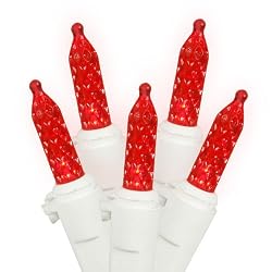 Set of 70 LED Red M5 Mini Christmas Lights - White Wire