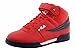 Fila Boy's F-13 Red/Navy/White Leather Mid-Top Basketball Sneakers Shoes
