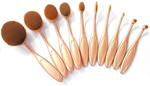 Smilesun 10pcs Beauty Toothbrush Shaped Foundation Power Makeup Oval Cream Puff Brushes (Gold)