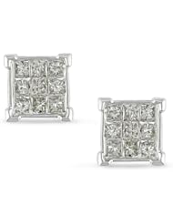 10k White Gold Diamond Stud Earrings (0.05 Cttw, J-K Color, I3 Clarity)