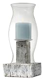 Reclaimed Wood Hurricane Pillar Holder & Glass (Pack of 2) by Midwest CBK